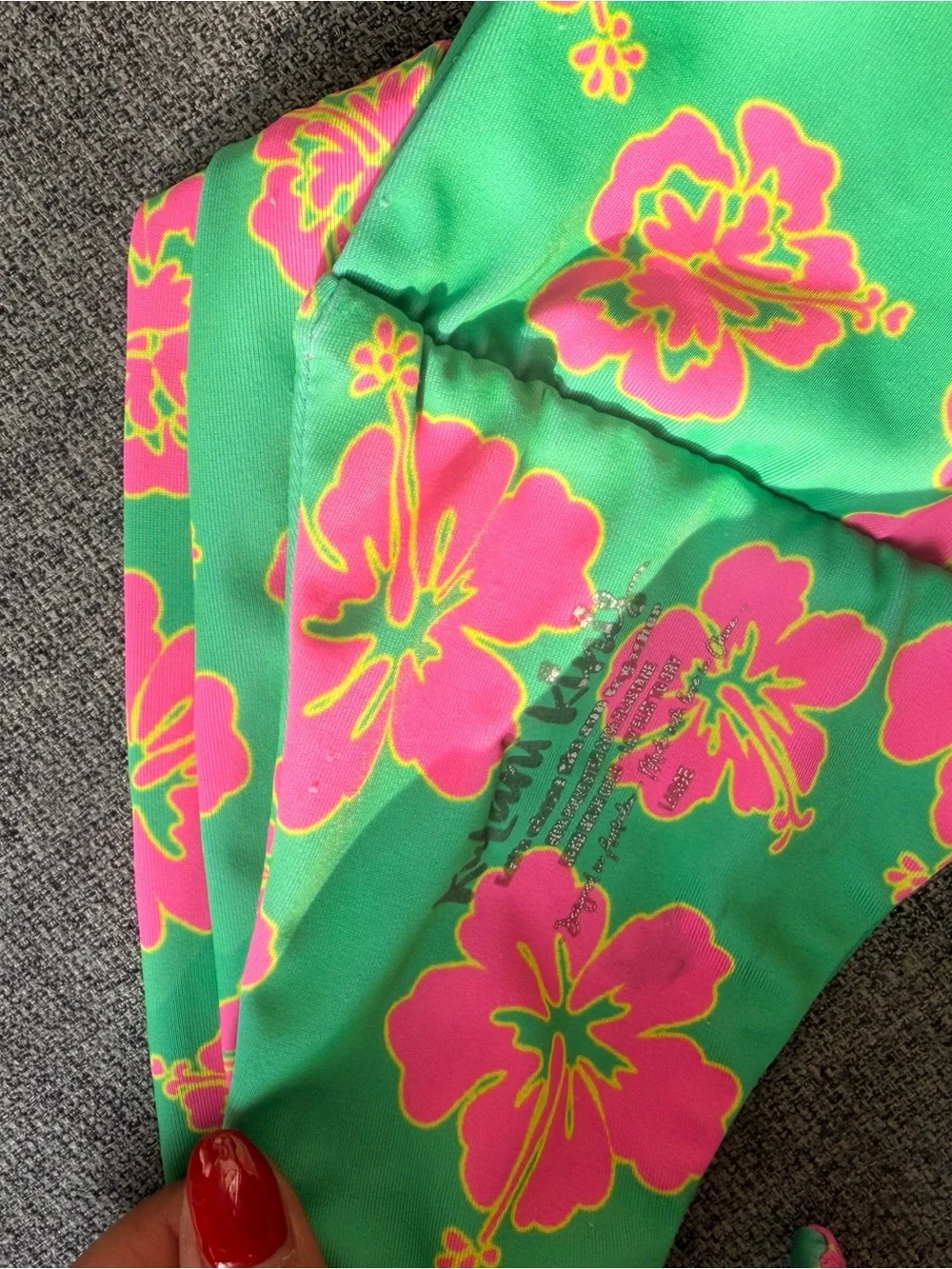 Girls Green Floral Bikini Set with Pink Flowers - Kids Swim